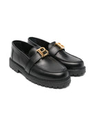 Mocassini per bambina Balmain Kids neri con placca logo - Rubino Kids