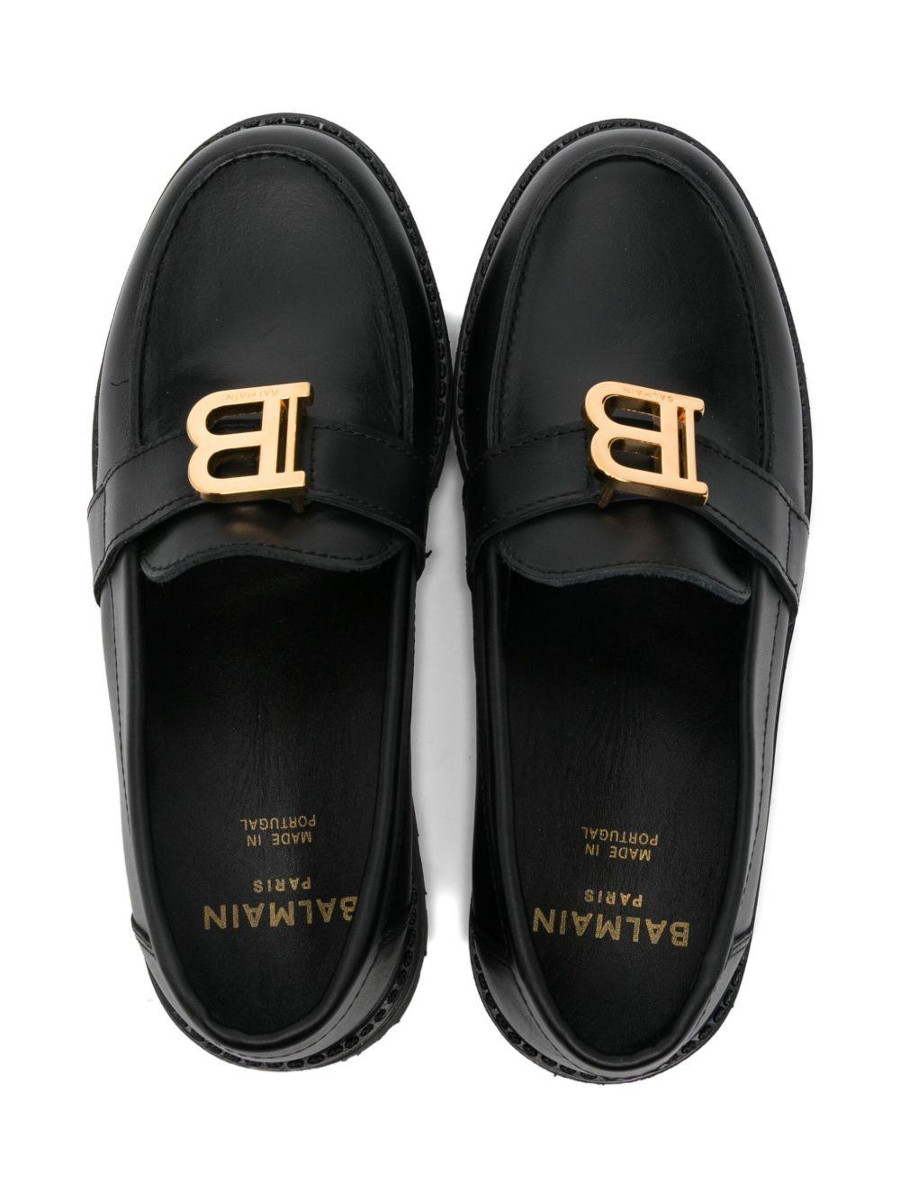 Mocassini per bambina Balmain Kids neri con placca logo - Rubino Kids