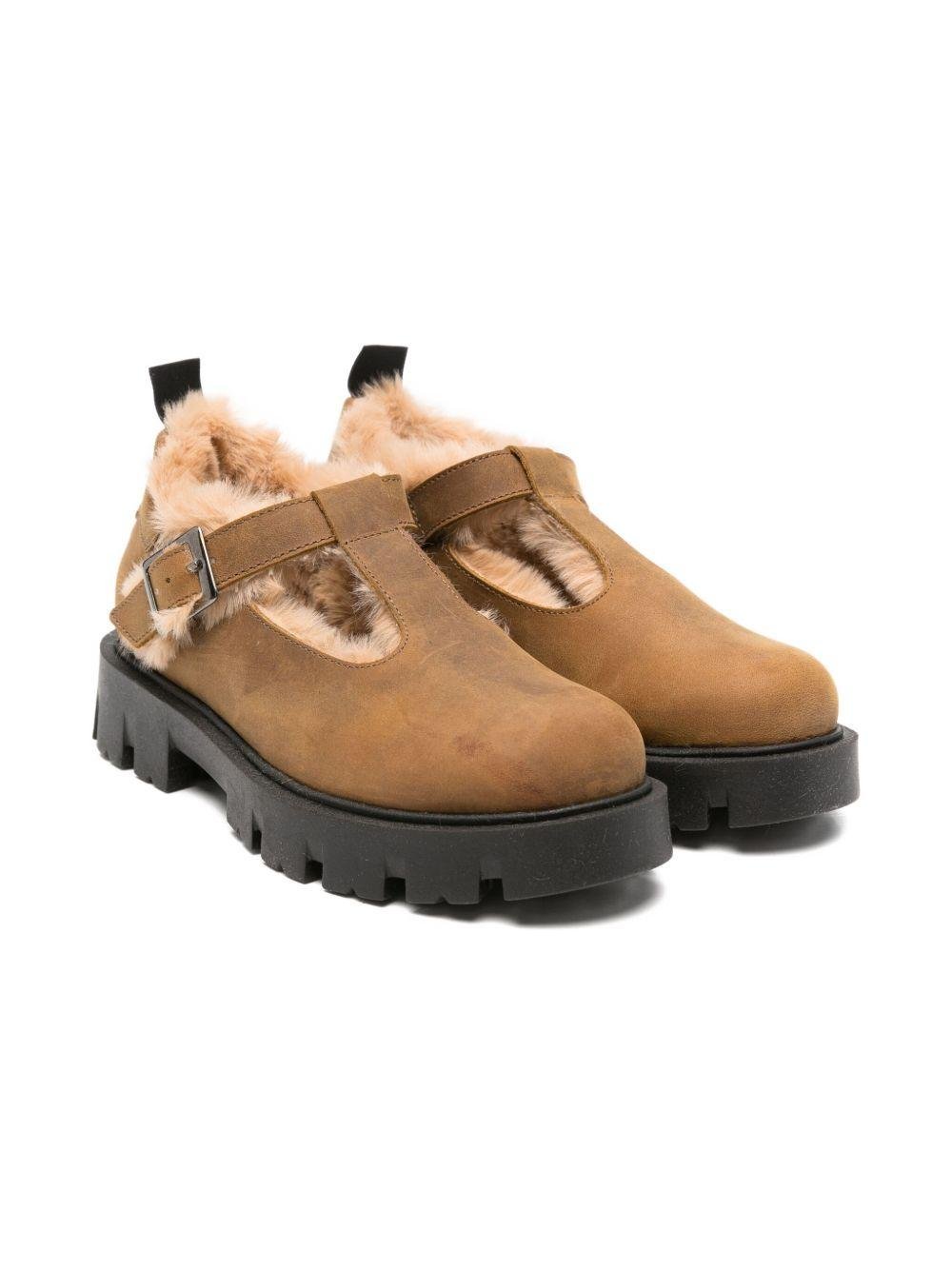 Mocassini per bambina Douuod Kids marrone con fodera in pelliccia - Rubino Kids