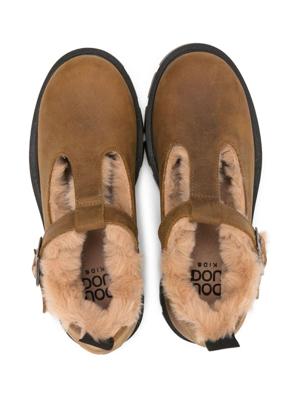 Mocassini per bambina Douuod Kids marrone con fodera in pelliccia - Rubino Kids