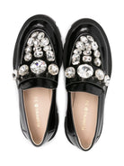 Mocassini per bambina Florens neri con decorazioni in cristallo - Rubino Kids