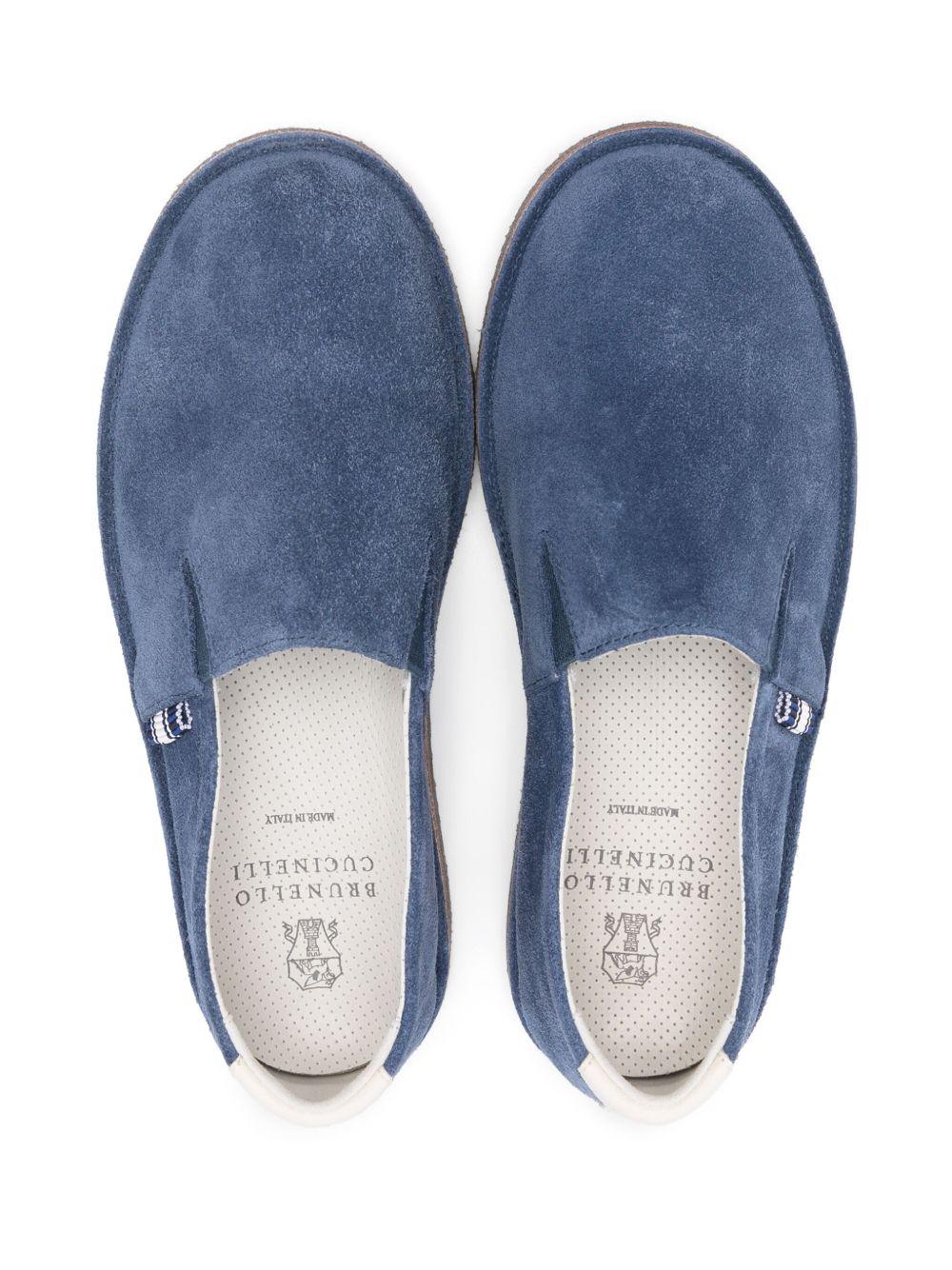 Mocassini per bambino Brunello Cucinelli Kids blu in pelle scamosciata - Rubino Kids