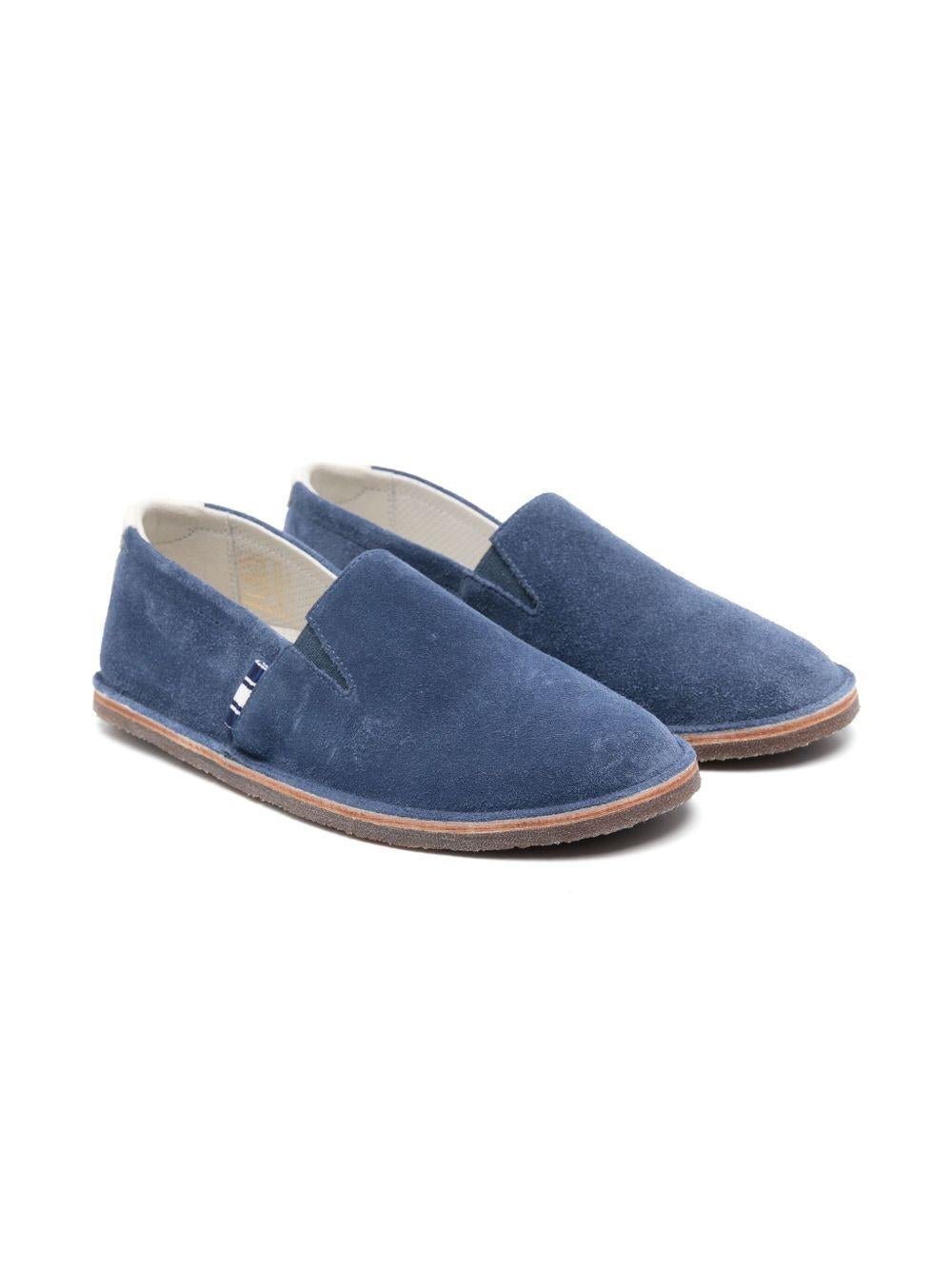 Mocassini per bambino Brunello Cucinelli Kids blu in pelle scamosciata - Rubino Kids