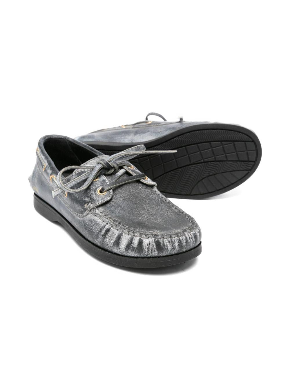 Mocassini per bambino Golden Goose Kids grigi con chiusura con lacci - Rubino Kids