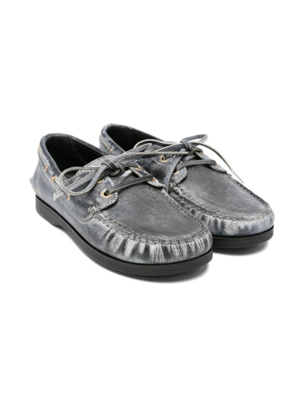 Mocassini per bambino Golden Goose Kids grigi con chiusura con lacci - Rubino Kids