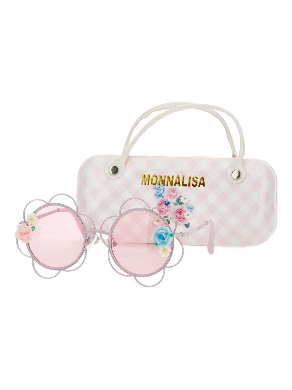 Occhiali da sole per bambina Monnalisa rosa con decorazione a fiori - Rubino Kids