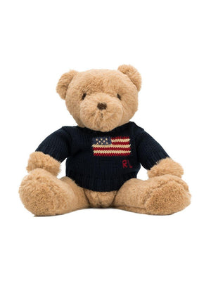 Orsetto Flag per neonati Polo Ralph Lauren Kids nero con logo intarsiato