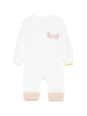 Pagliaccetto per neonata Gensami Kids bianco lavorato a maglia con bottoni