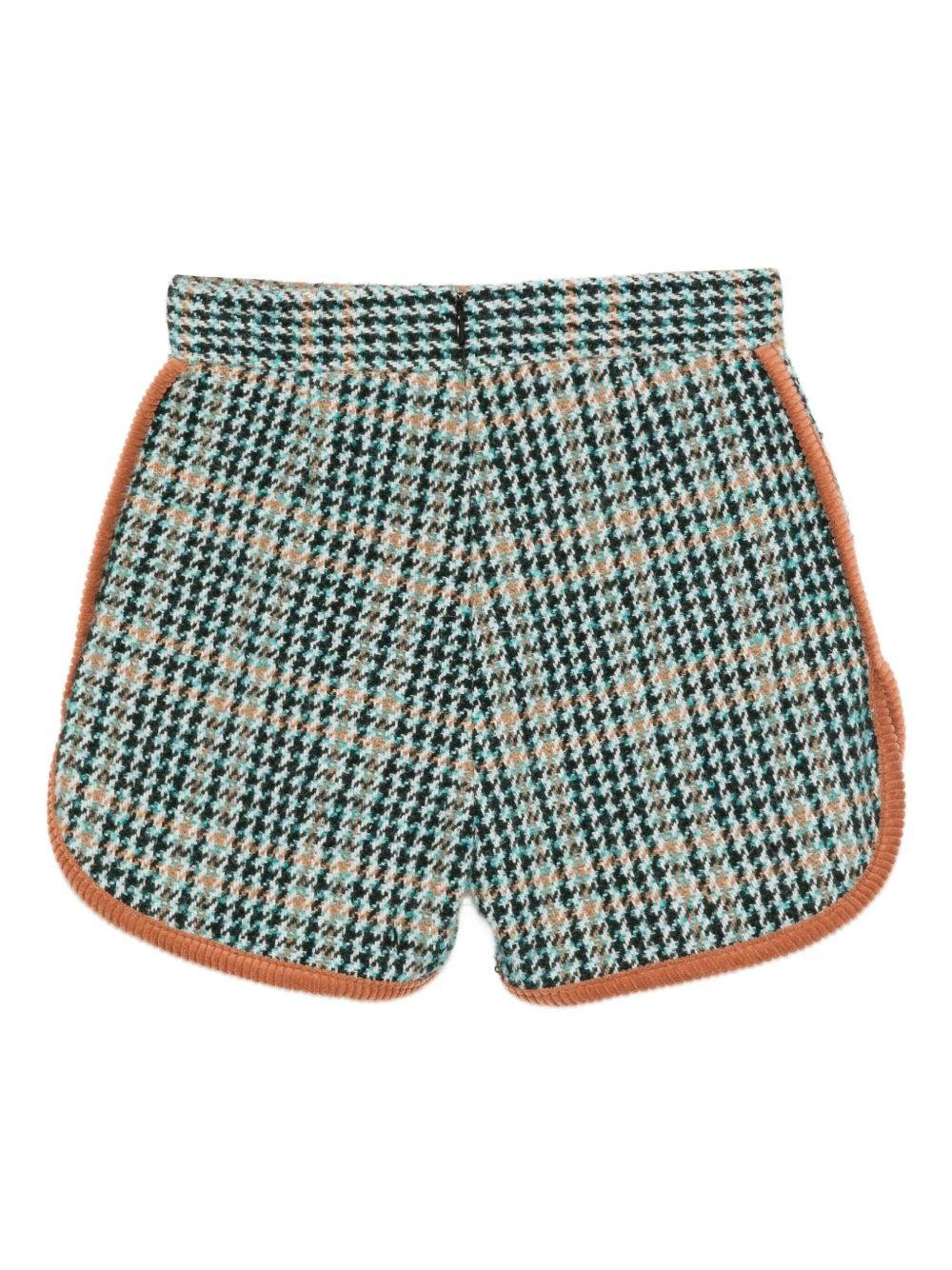 Pantaloncini per bambina MSGM Kids multicolore con motivo pied de poule - Rubino Kids