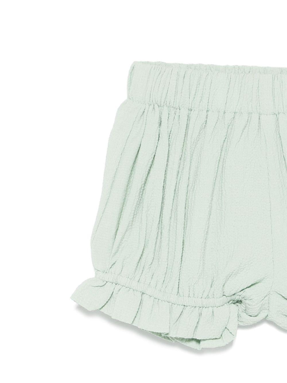 Pantaloncini per neonata Donsje Gwenda verde con orlo con ruches - Rubino Kids