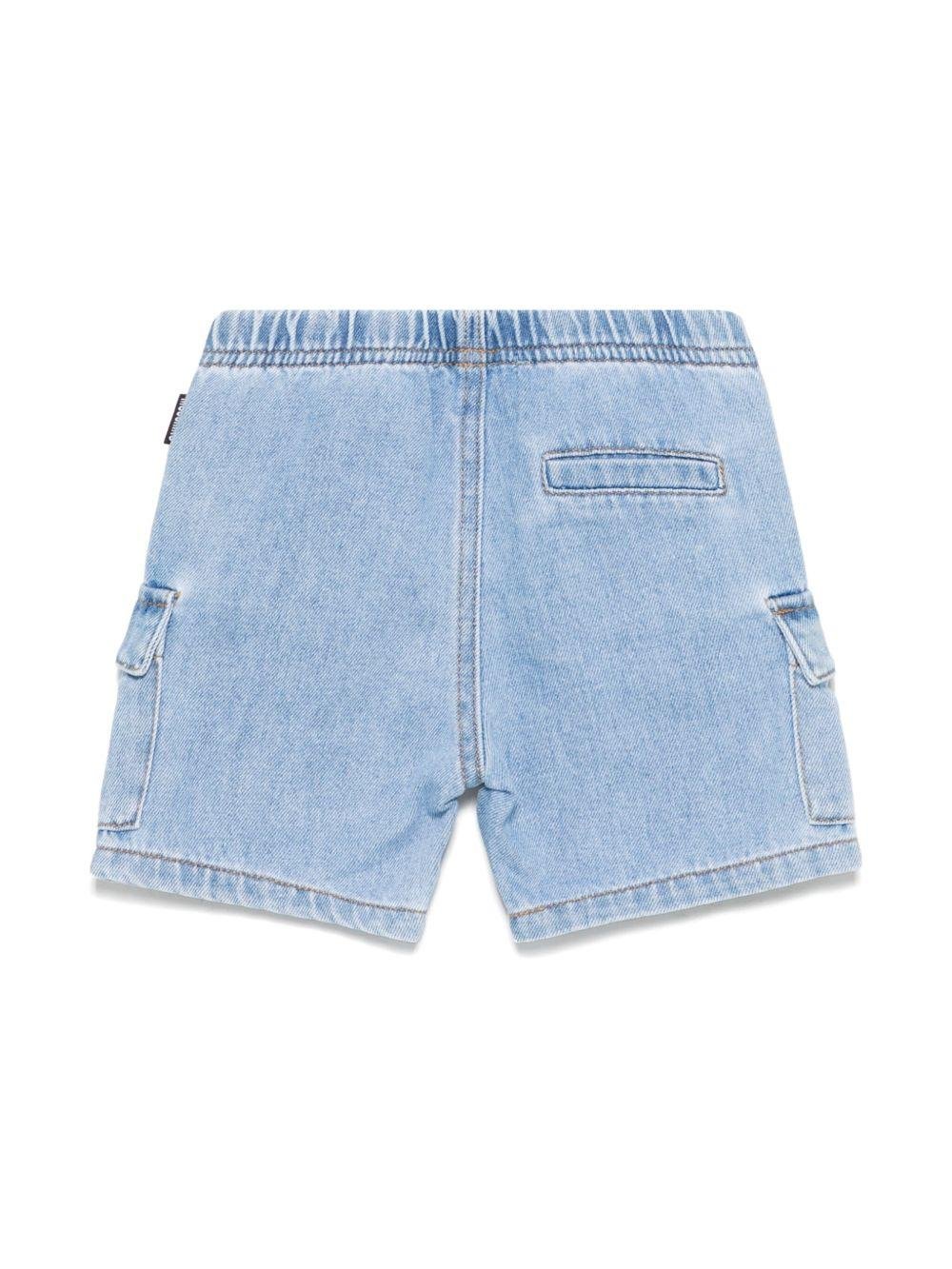 Pantaloncini ricamati Teddy Bear per neonata Moschino Kids blu con elastico in vita - Rubino Kids