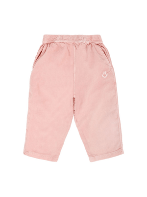 Pantaloni a coste per neonata Molo rosa cipria con vita elasticizzata