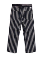 Pantaloni a righe per bambino Paolo Pecora Kids blu con coulisse elasticizzata - Rubino Kids