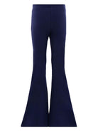 Pantaloni affusolati per bambina Moschino Kids blu con dettaglio logo in vita - Rubino Kids