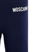 Pantaloni affusolati per bambina Moschino Kids blu con dettaglio logo in vita - Rubino Kids