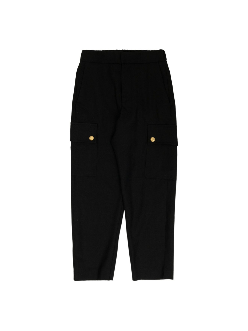 Pantaloni cargo per bambino Balmain Kids nero con bottoni dorati - Rubino Kids