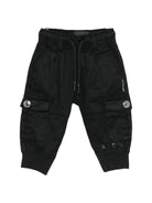 Pantaloni cargo per neonato John Richmond Junior neri con vita elasticizzata - Rubino Kids