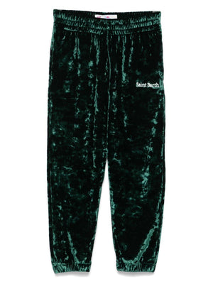 Pantaloni con velluto stropicciato per bambina MC2 Saint Barth Kids verde con gamba dritta