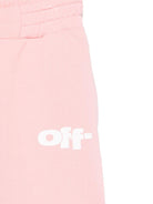 Pantaloni da tuta grafici per bambina Off - White Kids rosa con due tasche laterali - Rubino Kids