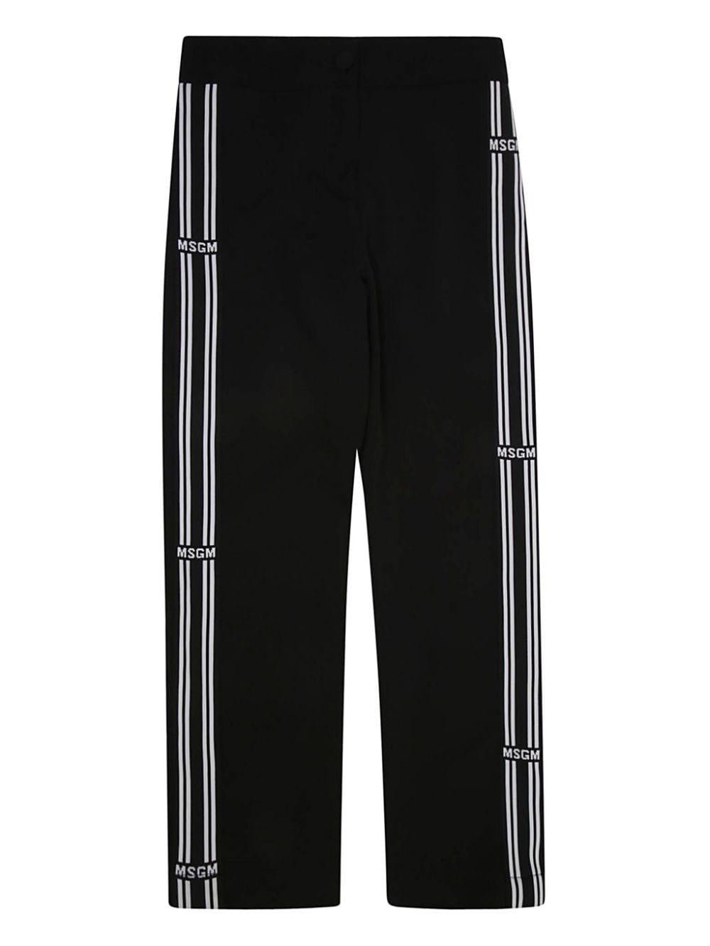 Pantaloni da tuta per bambina MSGM Kids nero con banda laterale - Rubino Kids
