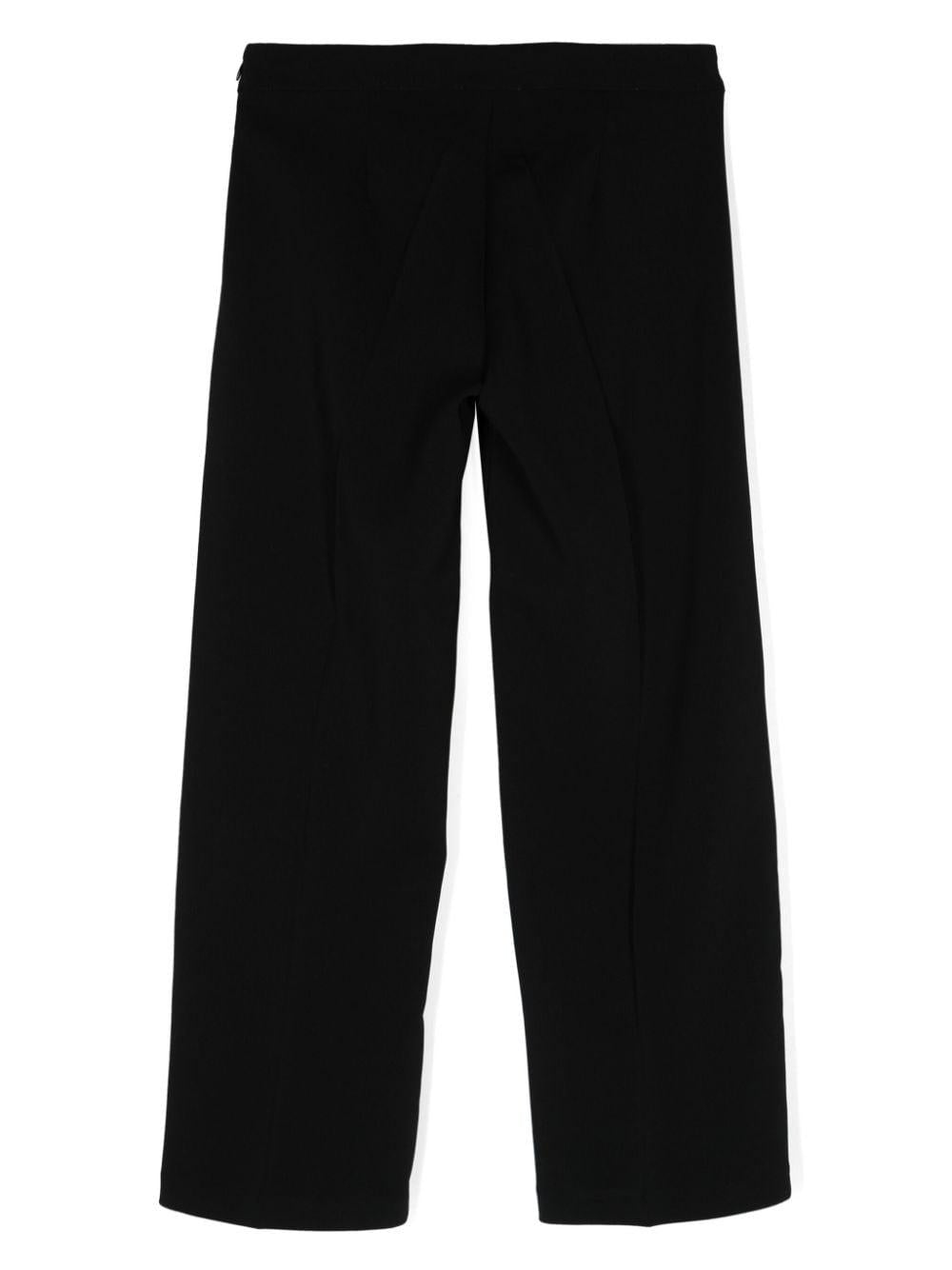 Pantaloni dritti per bambina Moschino Kids nero con bottoni color oro - Rubino Kids