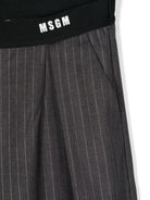 Pantaloni grigi per bambina gessati lamé MSGM Kids - Rubino Kids