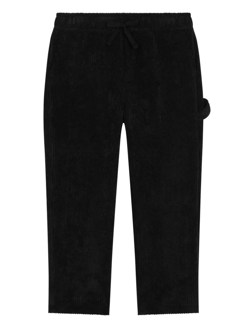 Pantaloni neri per bambino a coste con logo Dolce & Gabbana Kids - Rubino Kids