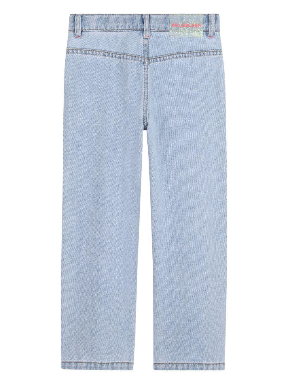 Pantaloni per bambina Billieblush azzurro con tacshe decorate - Rubino Kids