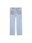 Pantaloni per bambina Billieblush azzurro con tacshe decorate - Rubino Kids