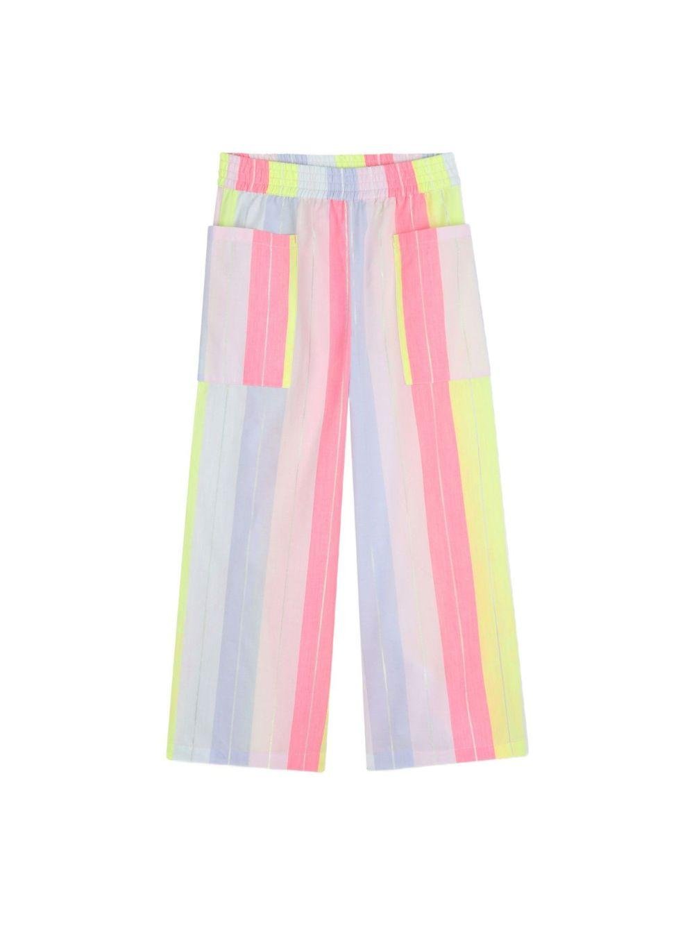 Pantaloni per bambina Billieblush multicolore a righe - Rubino Kids