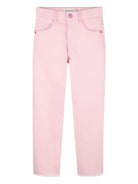 Pantaloni per bambina Billieblush rosa con tasche in paillettes - Rubino Kids