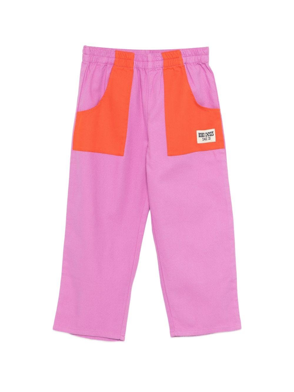 Pantaloni per bambina Bobo Choses rosa con design color - block - Rubino Kids
