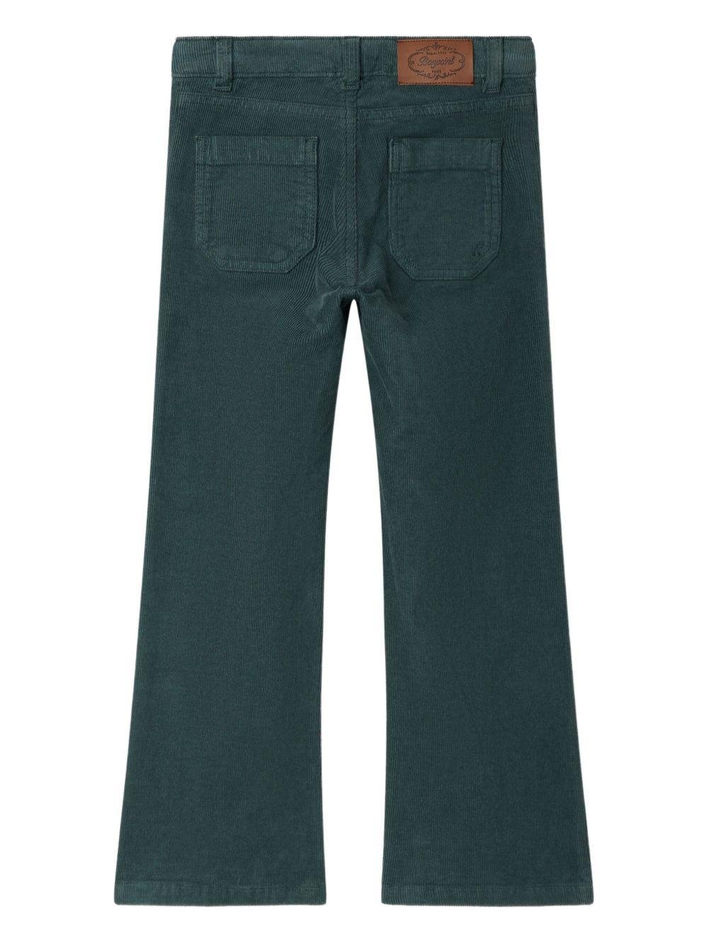 Pantaloni per bambina Bonpoint verde in velluto a coste - Rubino Kids
