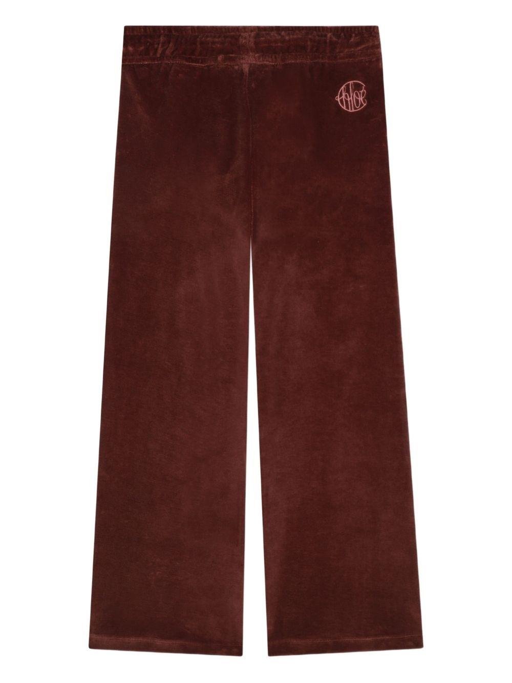 Pantaloni per bambina Chloé Kids rossi con vita elasticizzata con coulisse - Rubino Kids