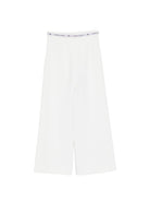 Pantaloni per bambina Elisabetta Franchi La Mia Bambina bianchi con banda logo - Rubino Kids