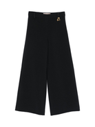 Pantaloni per bambina Elisabetta Franchi La Mia Bambina nero con logo oro - Rubino Kids