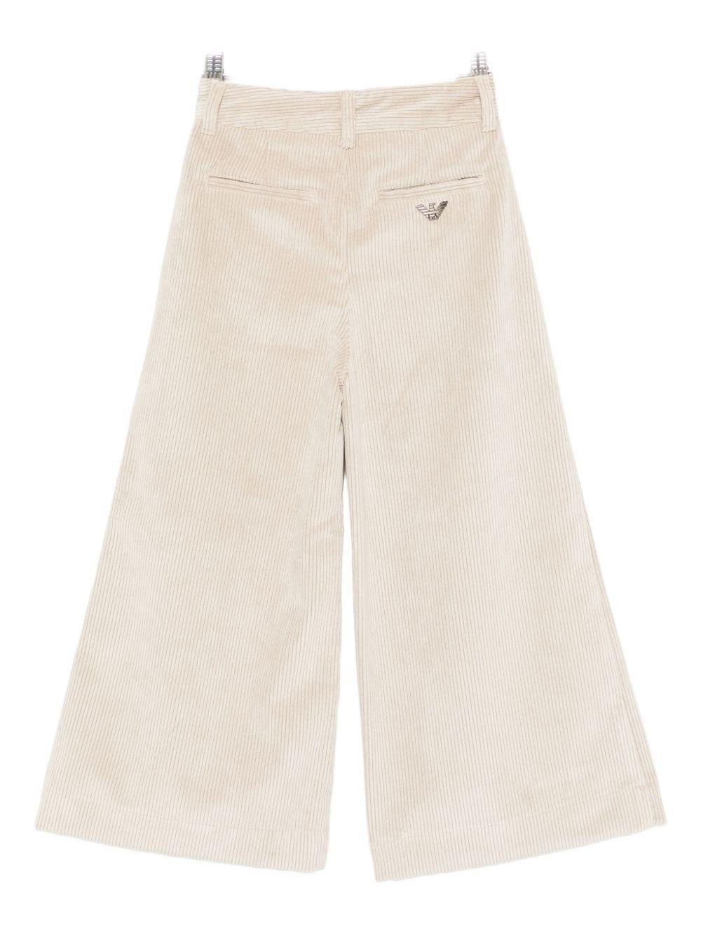 Pantaloni per bambina Emporio Armani Kids beige con dettaglio logo posteriore - Rubino Kids