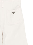 Pantaloni per bambina Emporio Armani Kids bianchi con toppa con logo - Rubino Kids