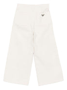 Pantaloni per bambina Emporio Armani Kids bianchi con toppa con logo - Rubino Kids