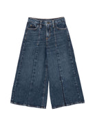 Pantaloni per bambina Emporio Armani Kids denim a gamba ampia - Rubino Kids