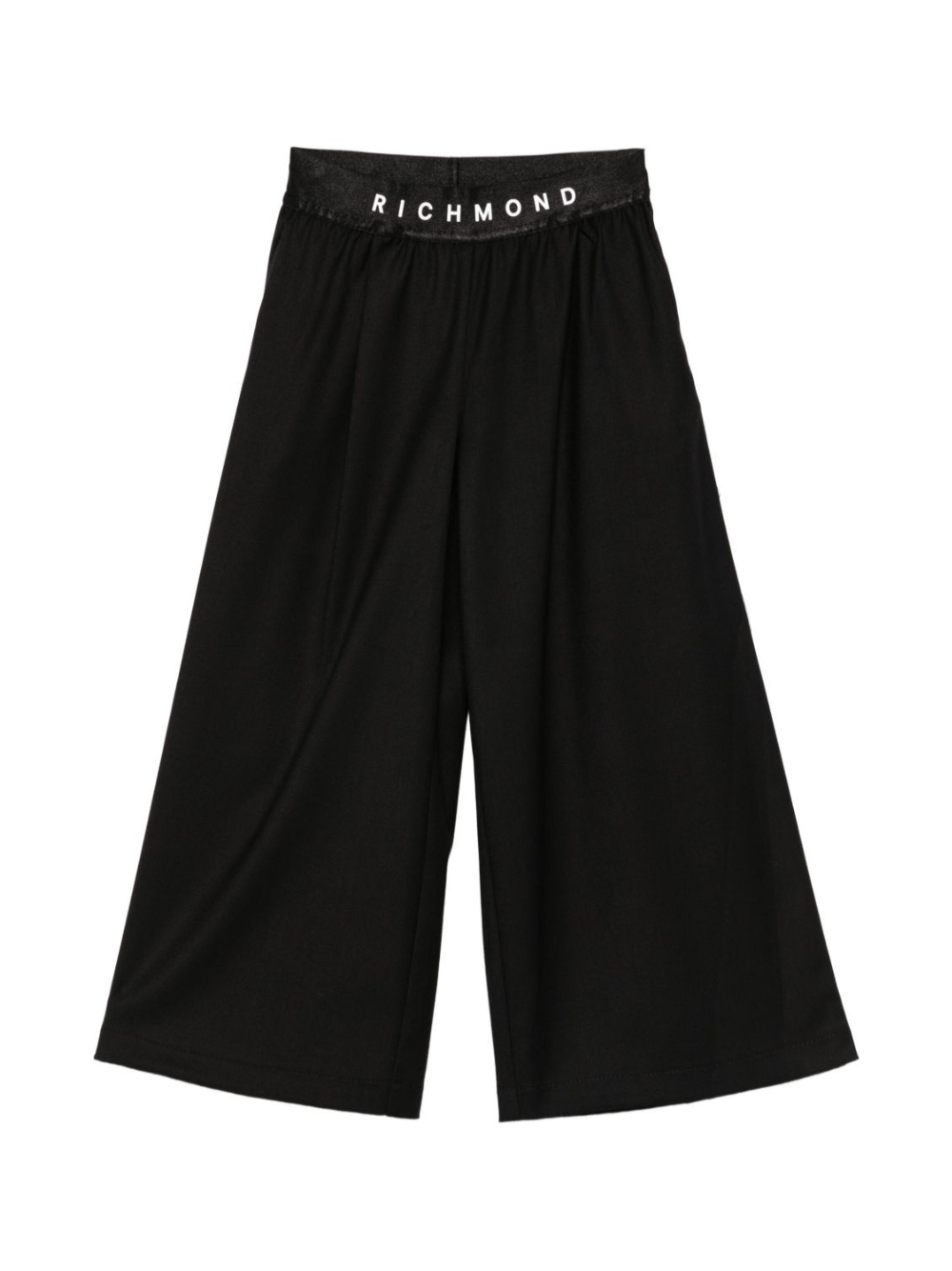 Pantaloni per bambina John Richmond Junior nero a gamba ampia con logo in vita - Rubino Kids