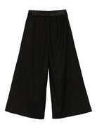Pantaloni per bambina John Richmond Junior nero a gamba ampia con logo in vita - Rubino Kids