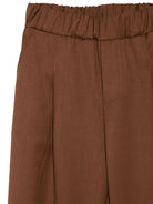 Pantaloni per bambina Laneus Kids marroni con elastico in vita - Rubino Kids