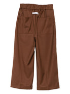 Pantaloni per bambina Laneus Kids marroni con elastico in vita - Rubino Kids