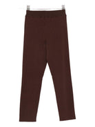 Pantaloni per bambina Laneus Kids marroni con logo ricamato sul davanti - Rubino Kids