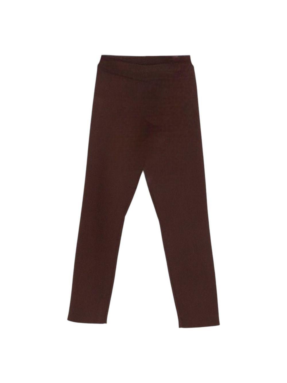 Pantaloni per bambina Laneus Kids marroni con logo ricamato sul davanti - Rubino Kids