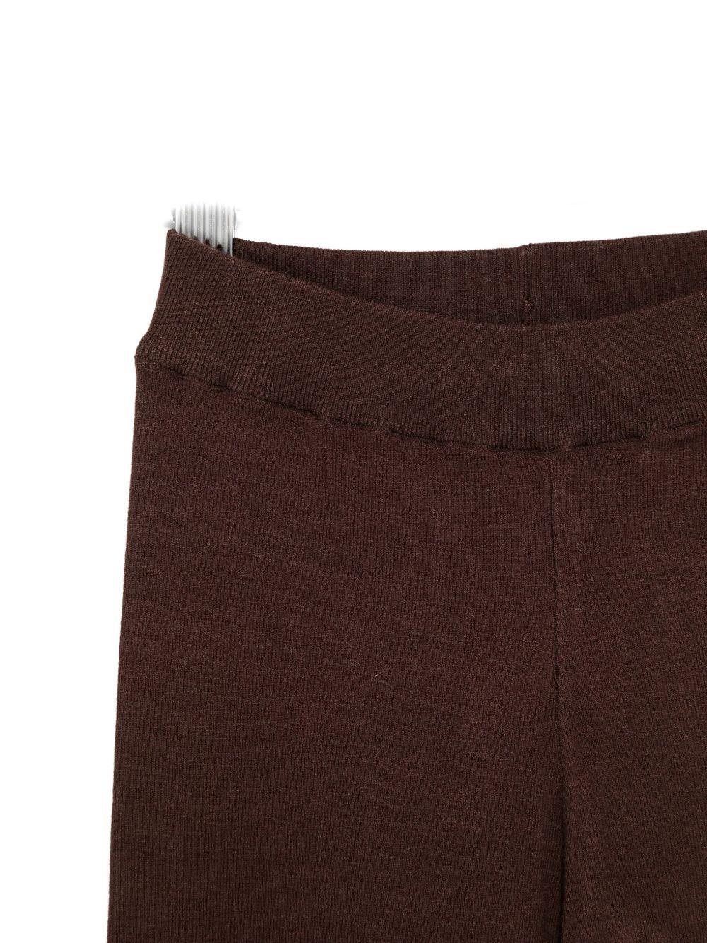 Pantaloni per bambina Laneus Kids marroni con logo ricamato sul davanti - Rubino Kids