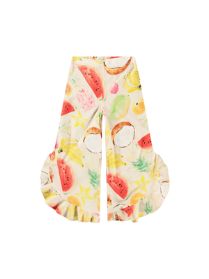 Pantaloni per bambina Molo Aretha beige con stampa grafica