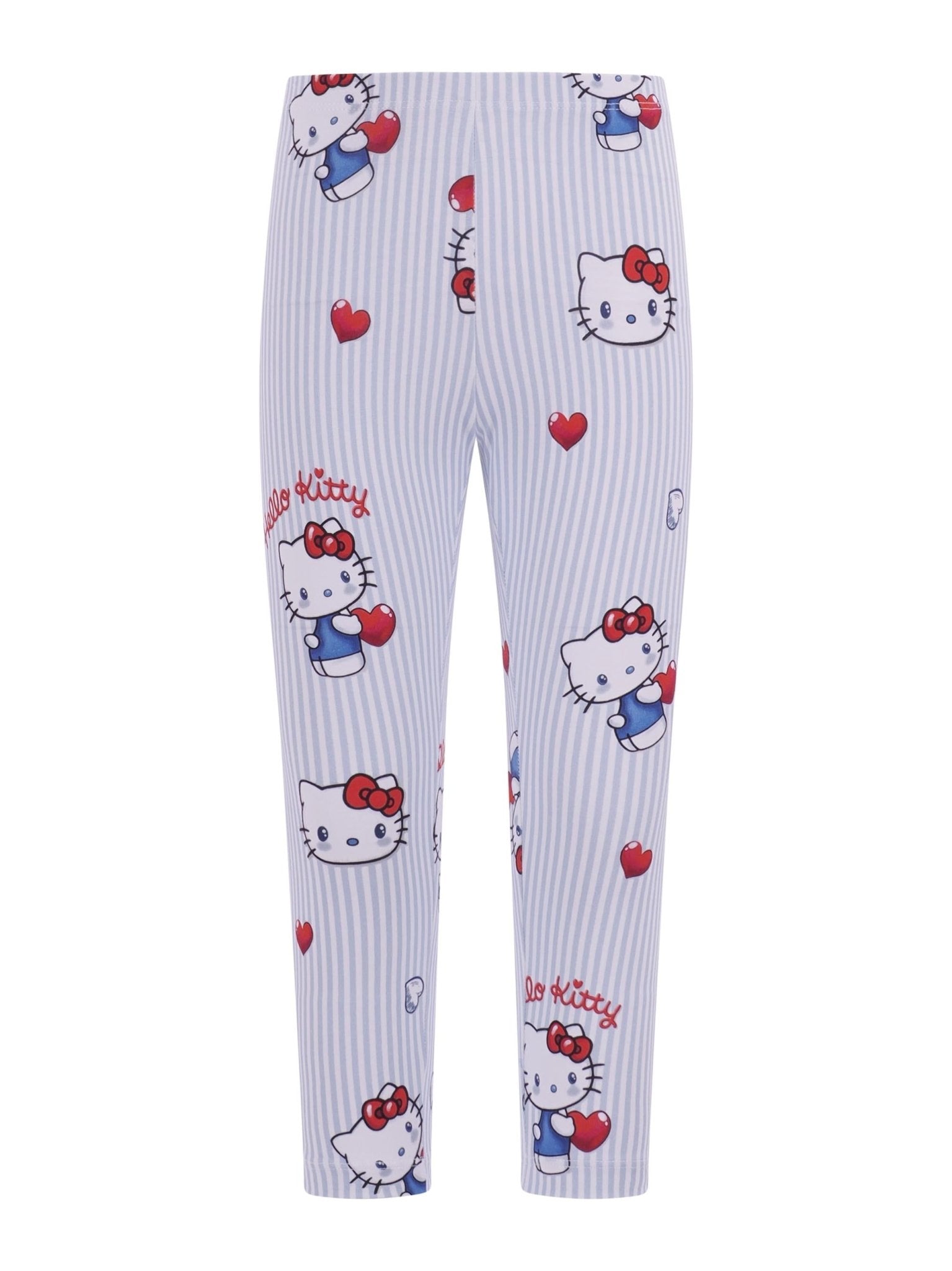 Pantaloni per bambina Monnalisa azzurri con stampa grafica all - over - Rubino Kids