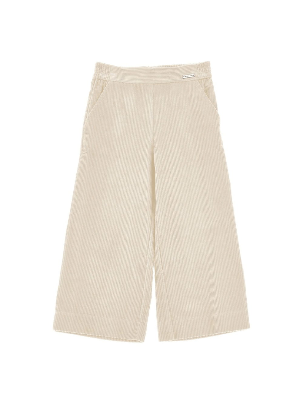 Pantaloni per bambina Monnalisa beige con vita elasticizzata - Rubino Kids